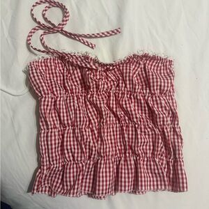 Red Gingham Women's Top